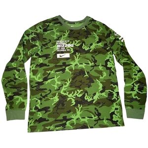Nike Men's Large University of Missouri Mizzou T-Shirt Long Sleeve Green Camo